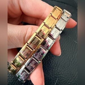 Mom Italian Charm Bracelet – Gold Tone or Silver Tone Stainless Steel